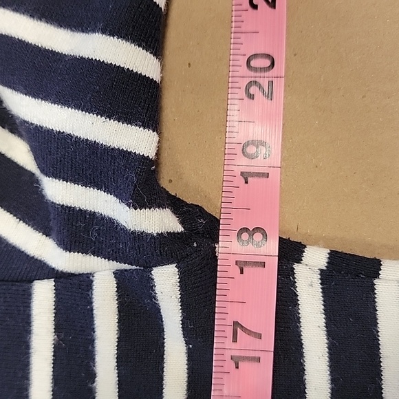 Talbots Size SP 100% Cotton Navy Blue & White Striped Long Sleeve Top - Picture 10 of 13